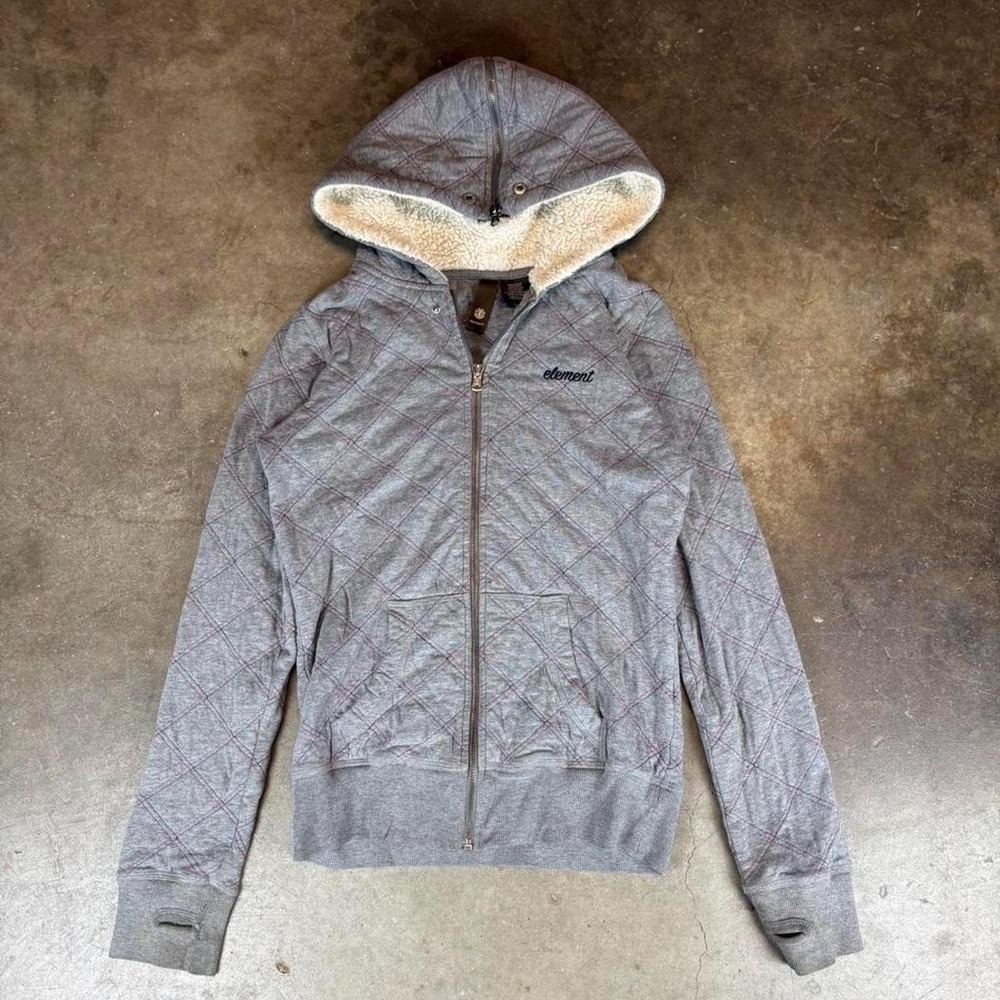 Vintage y2k Element grey quilted zip up hoodie Women's Size Medium